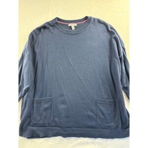 Isaac Mizrahi Live! Womens Navy Blue 3XL Cotton Viscose Blend Pullover Sweater W